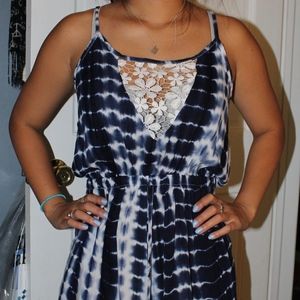 tie-dye blue and white romper